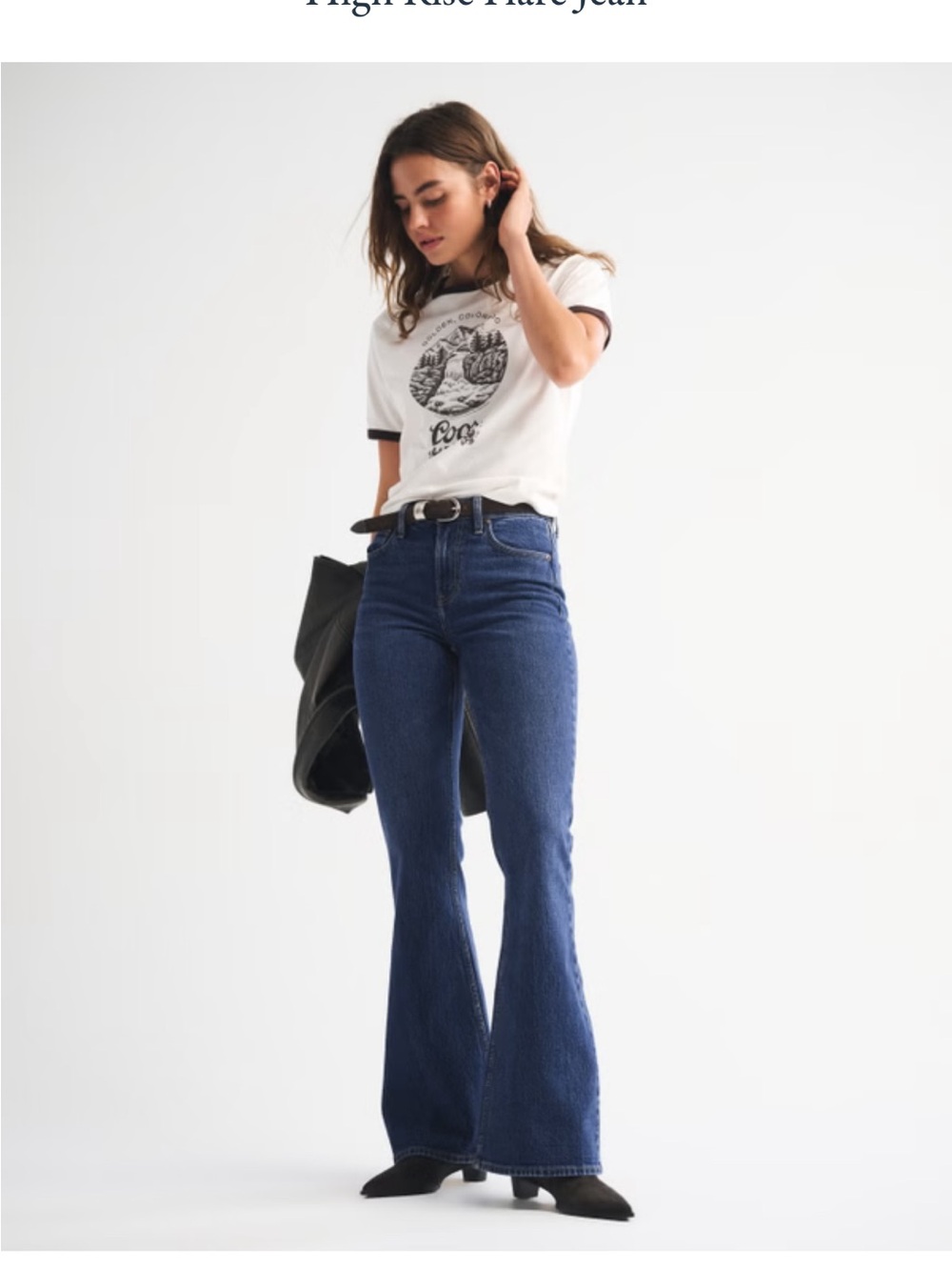 Abercrombie & Fitch High-Rise Flare Jeans in Dark Blue Wash